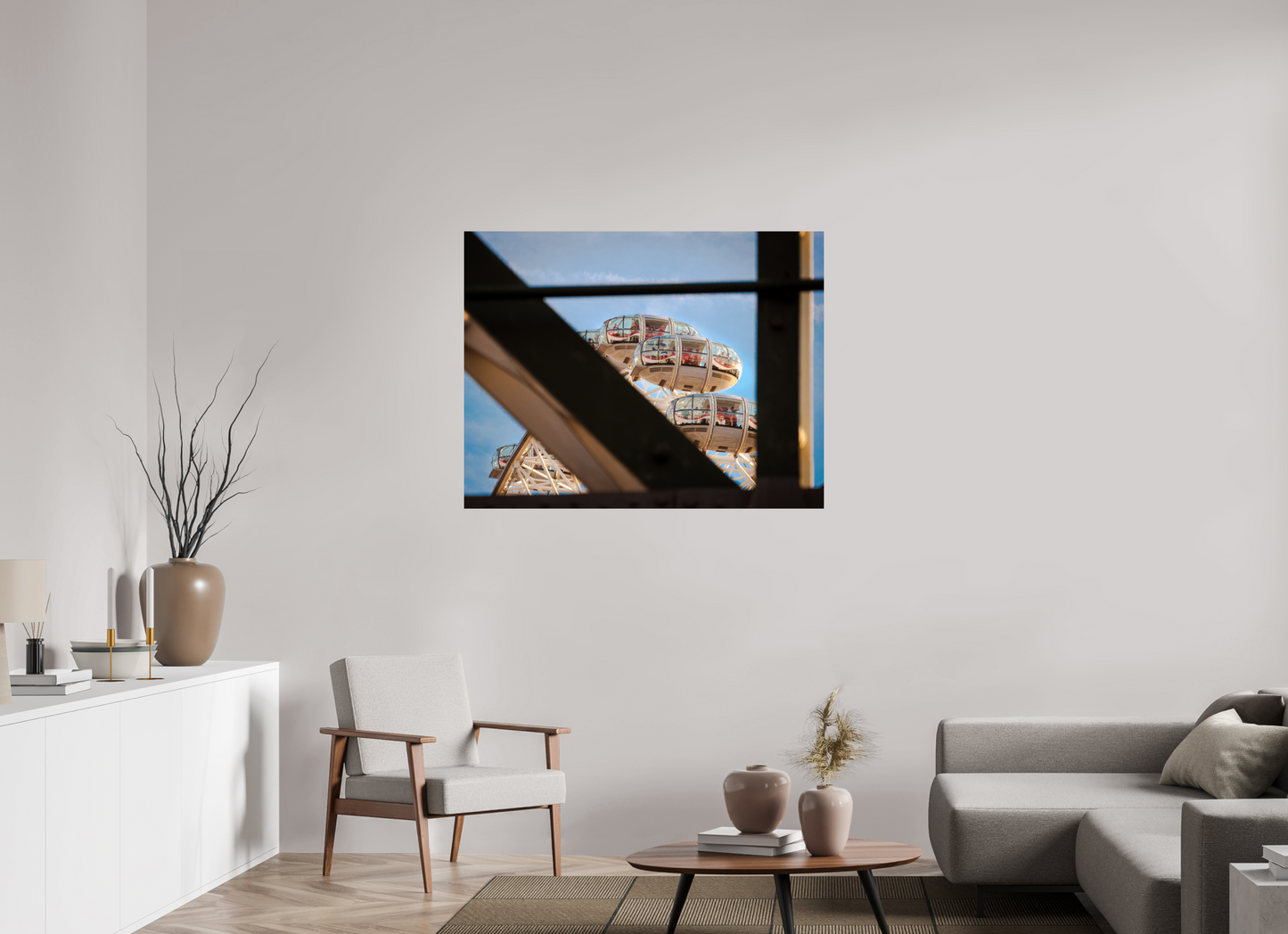 116.8 x 90 cm, GiclΓ©e HahnemΓΌhle Pearl London Eye Through the Beams