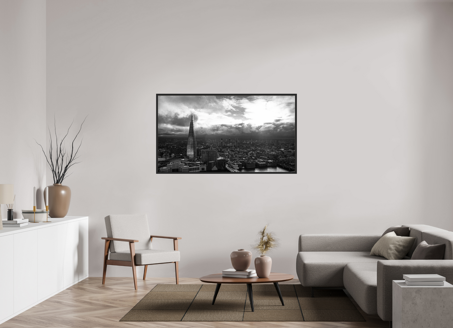The Shard & London Skyline - Panoramic Black & White - Othervariant prints