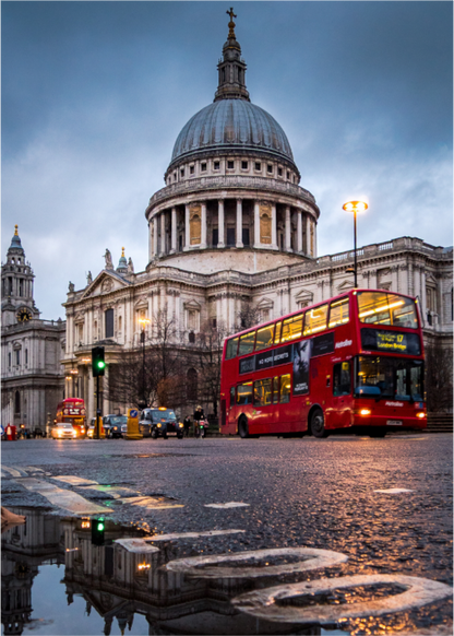 St. Paul's Cathedral & Red Bus at Dusk - Othervariant prints