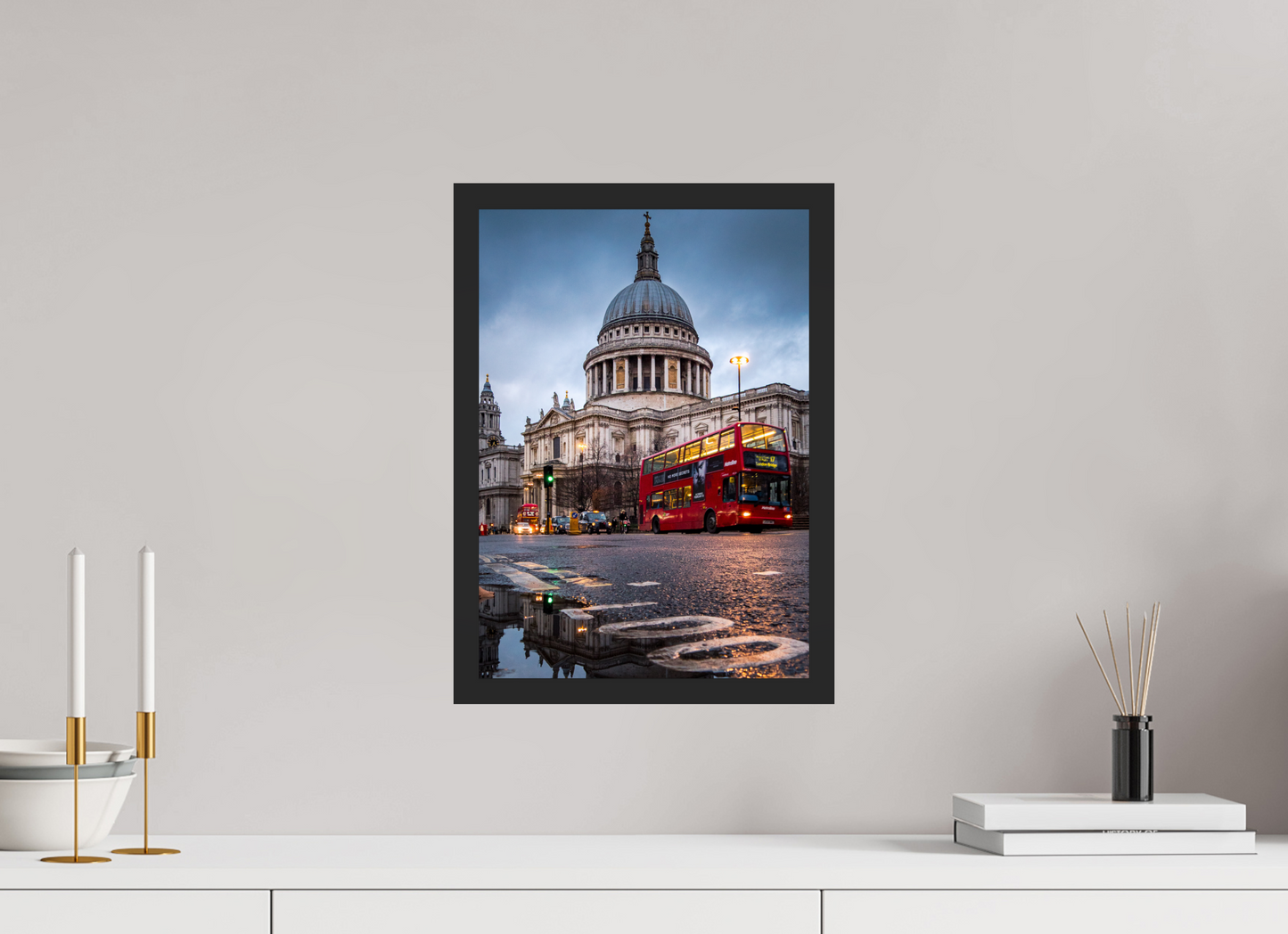 St. Paul's Cathedral & Red Bus at Dusk - Othervariant prints